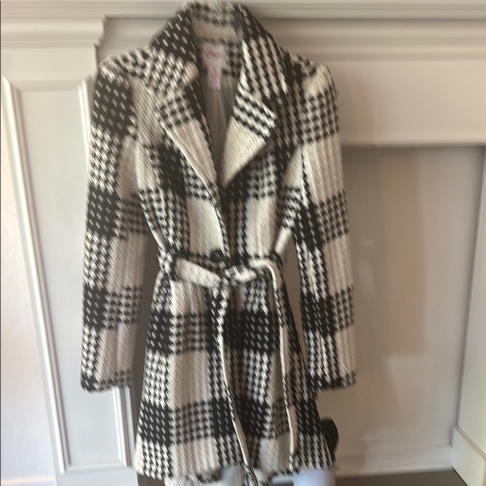 Candie's Black and White Checkered Trench Coat